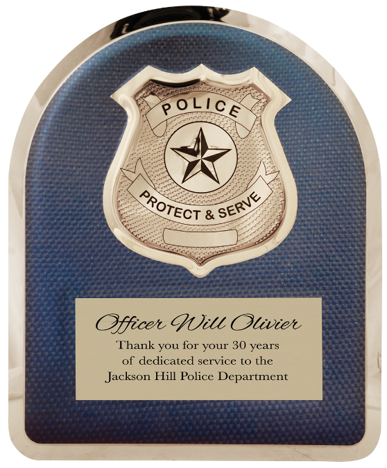 Police Hero Plaque with Chrome Badge