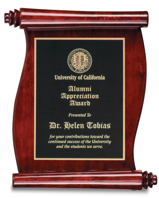 Rosewood Finish Scroll Plaque with Black Plate